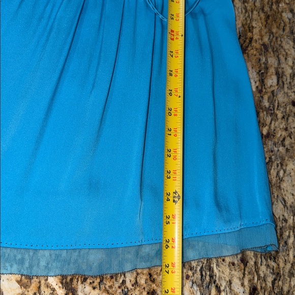 Elie Tahari Blue Silk Feel Plunge Babydoll Tunic Sleeveless Size M - Picture 6 of 7